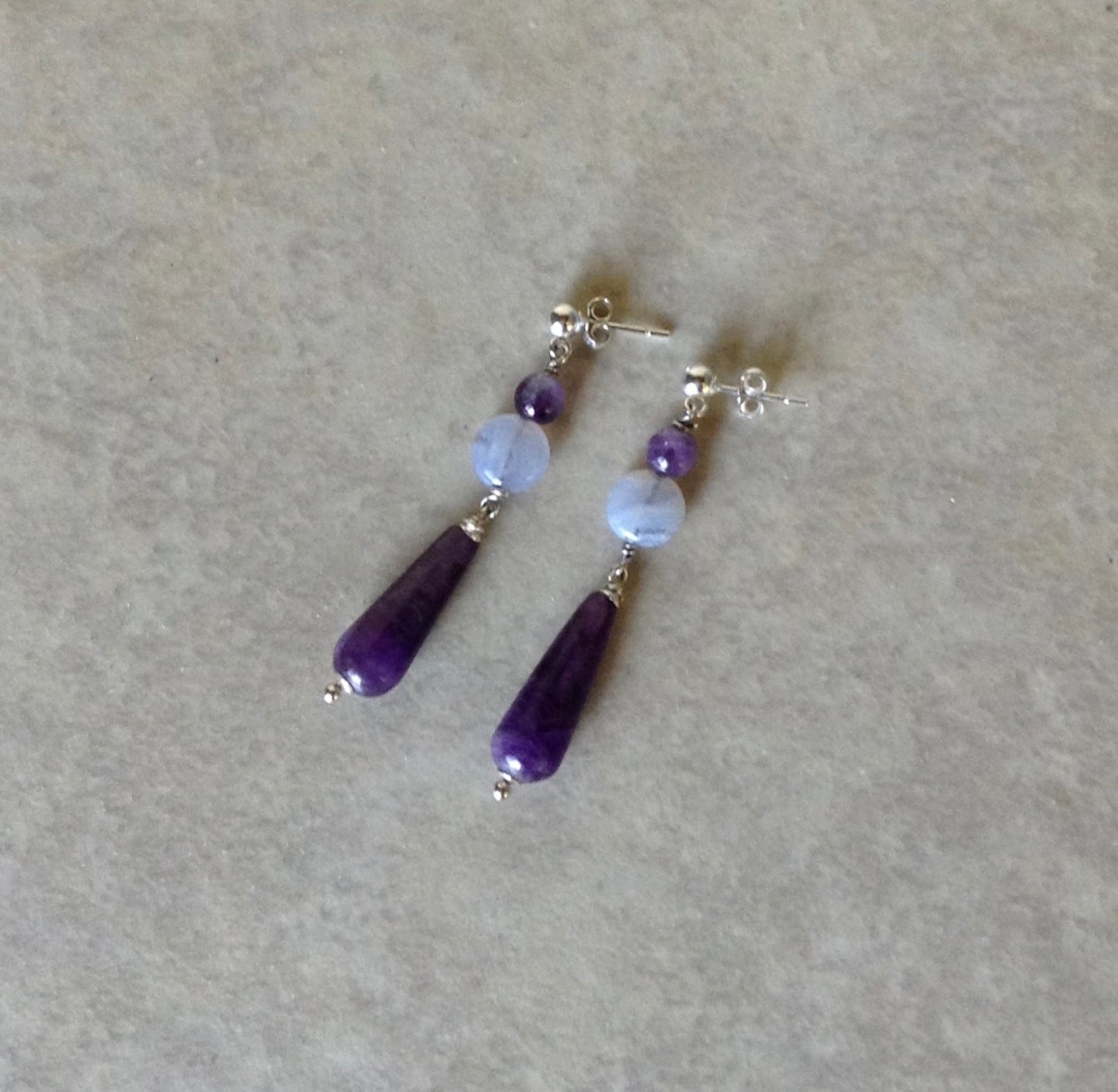 Amethyst Lace Agate Dangle Earrings