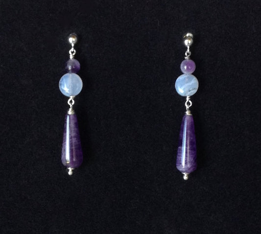 Amethyst Lace Agate Dangle Earrings