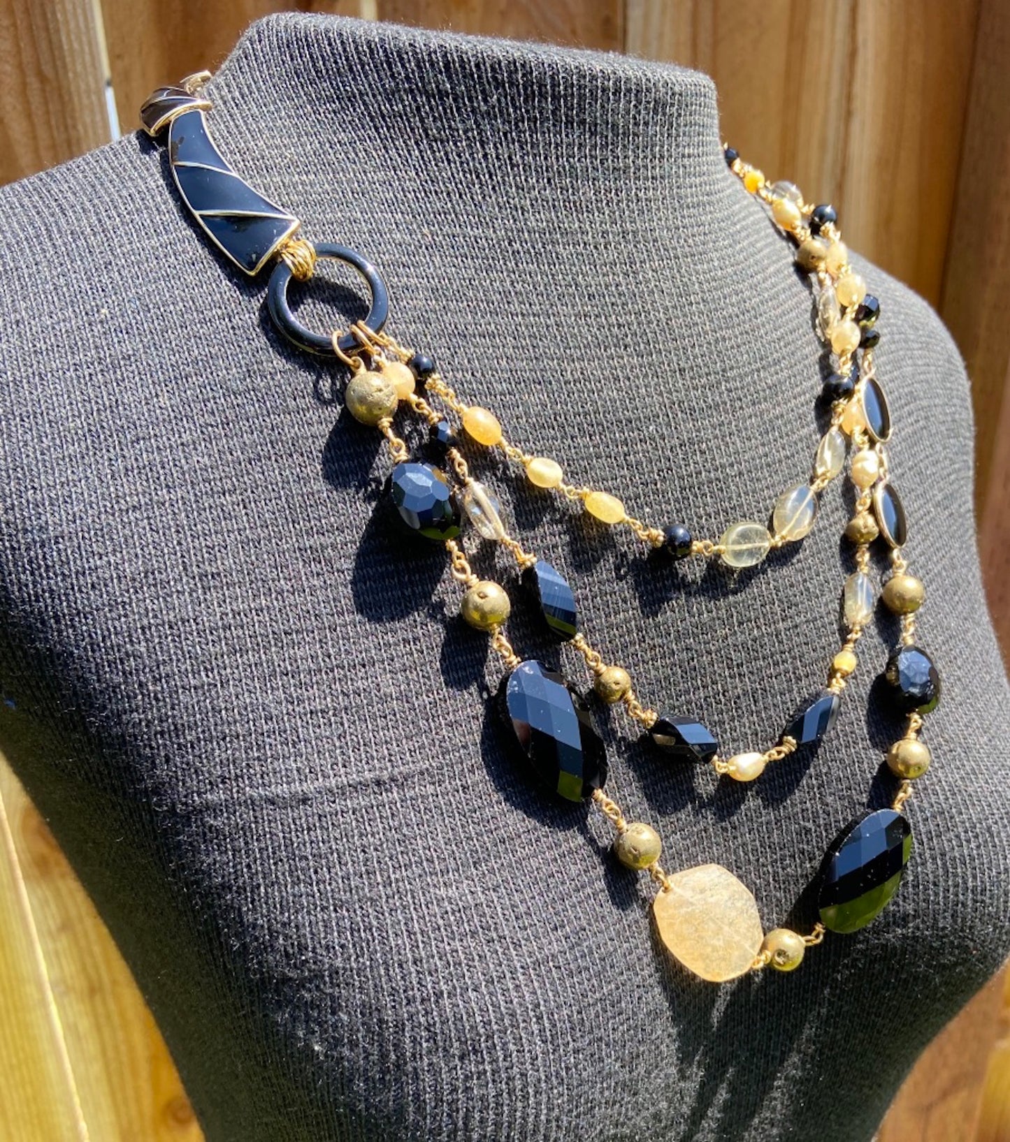 Black & Gold Crystal Necklace