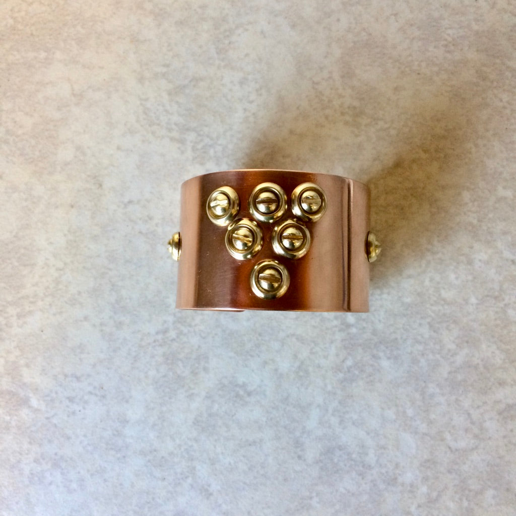 Copper & Brass Screw Triangle Cuff Bracelet