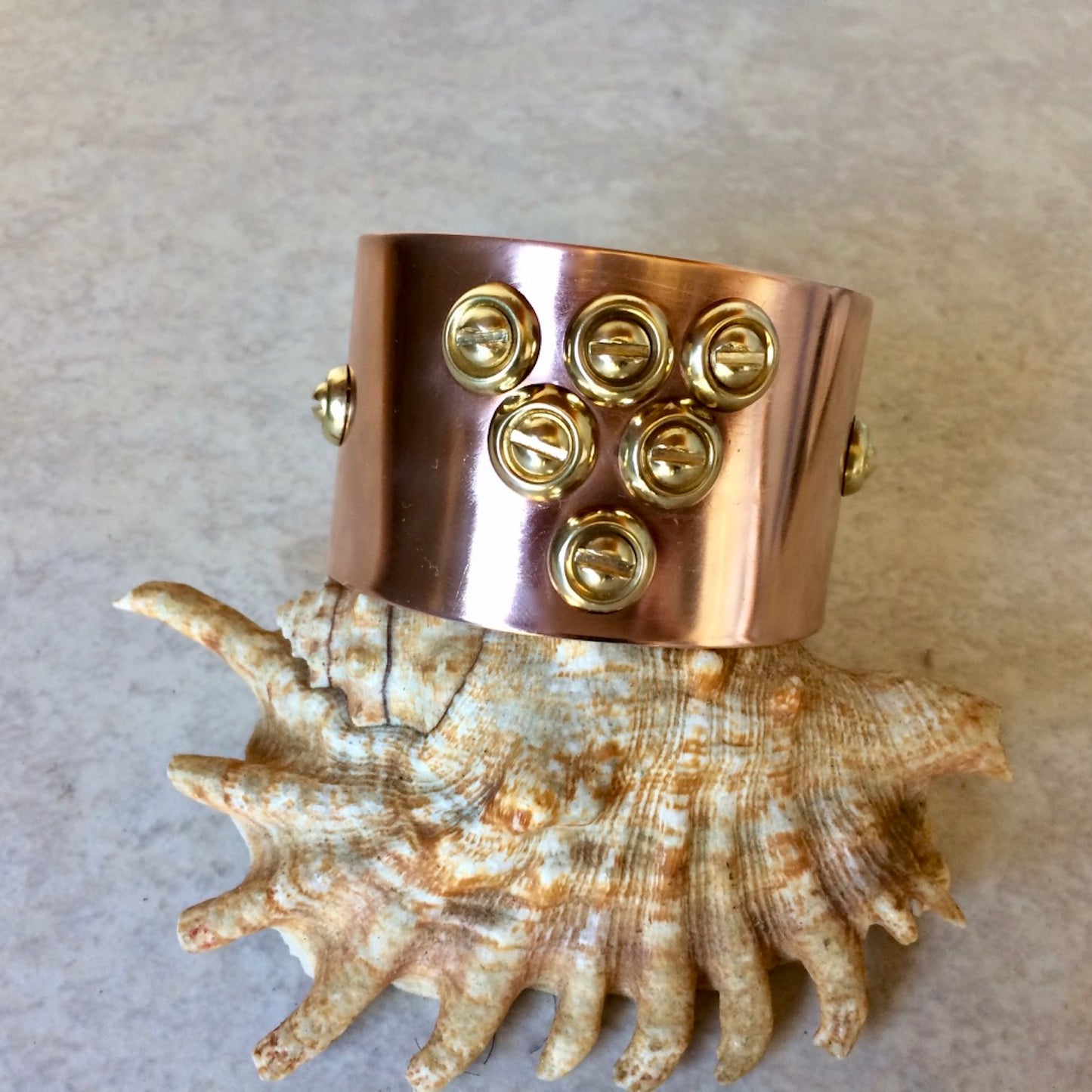 Copper & Brass Screw Triangle Cuff Bracelet