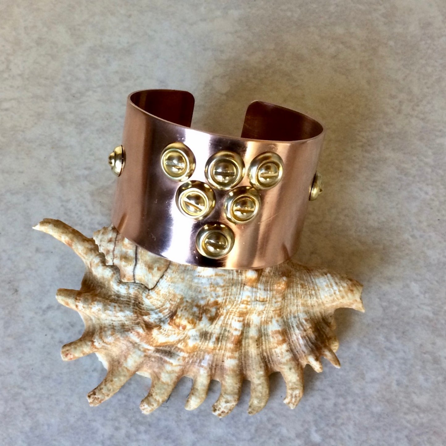 Copper & Brass Screw Triangle Cuff Bracelet