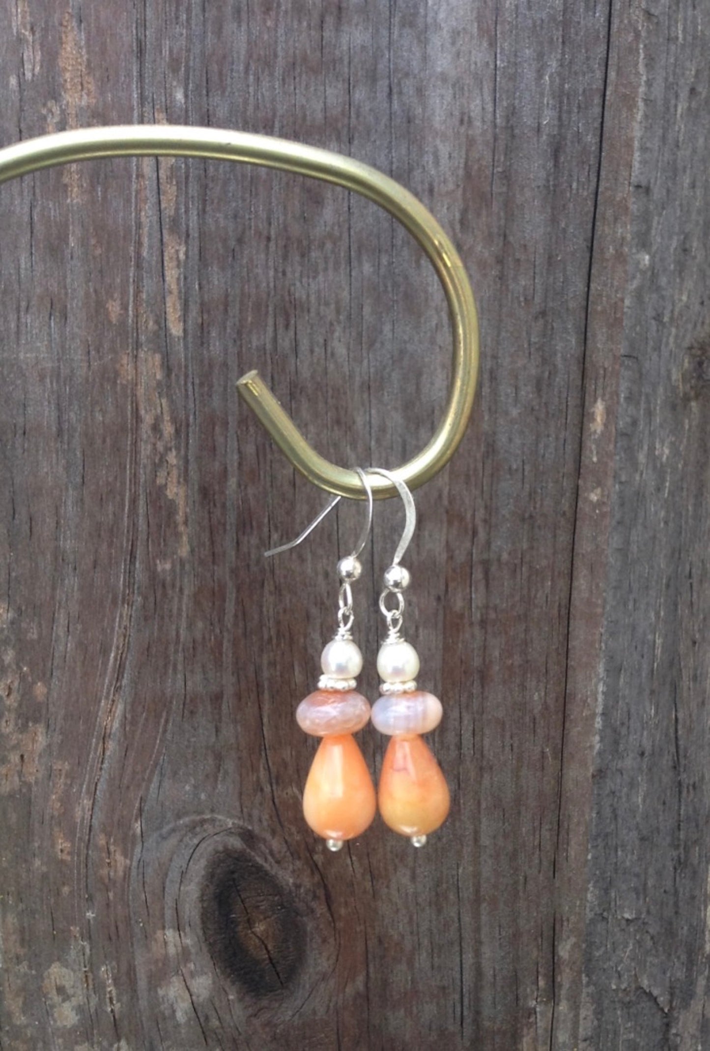 Fire Agate Pearl Earrings