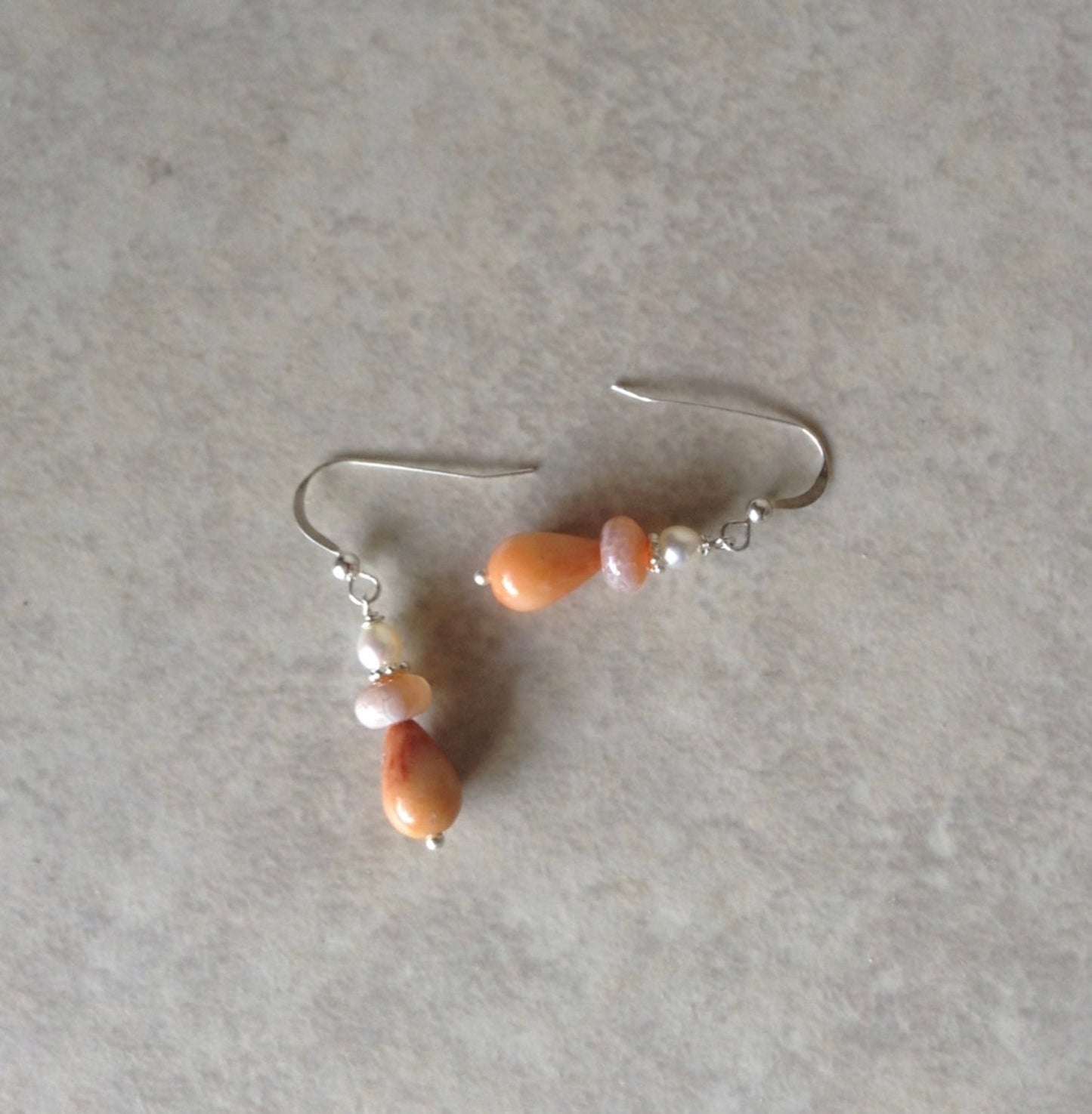 Fire Agate Pearl Earrings