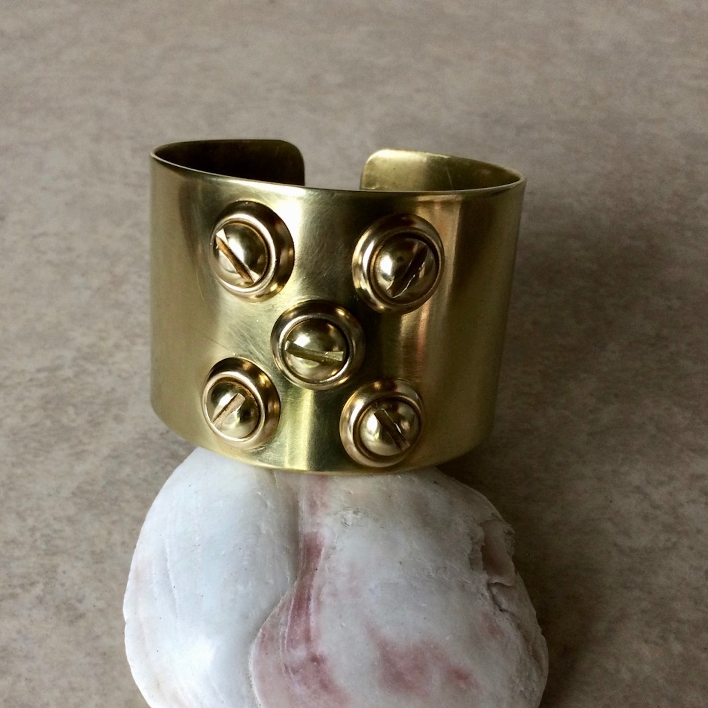 Five Screw Brass Cuff Bracelet