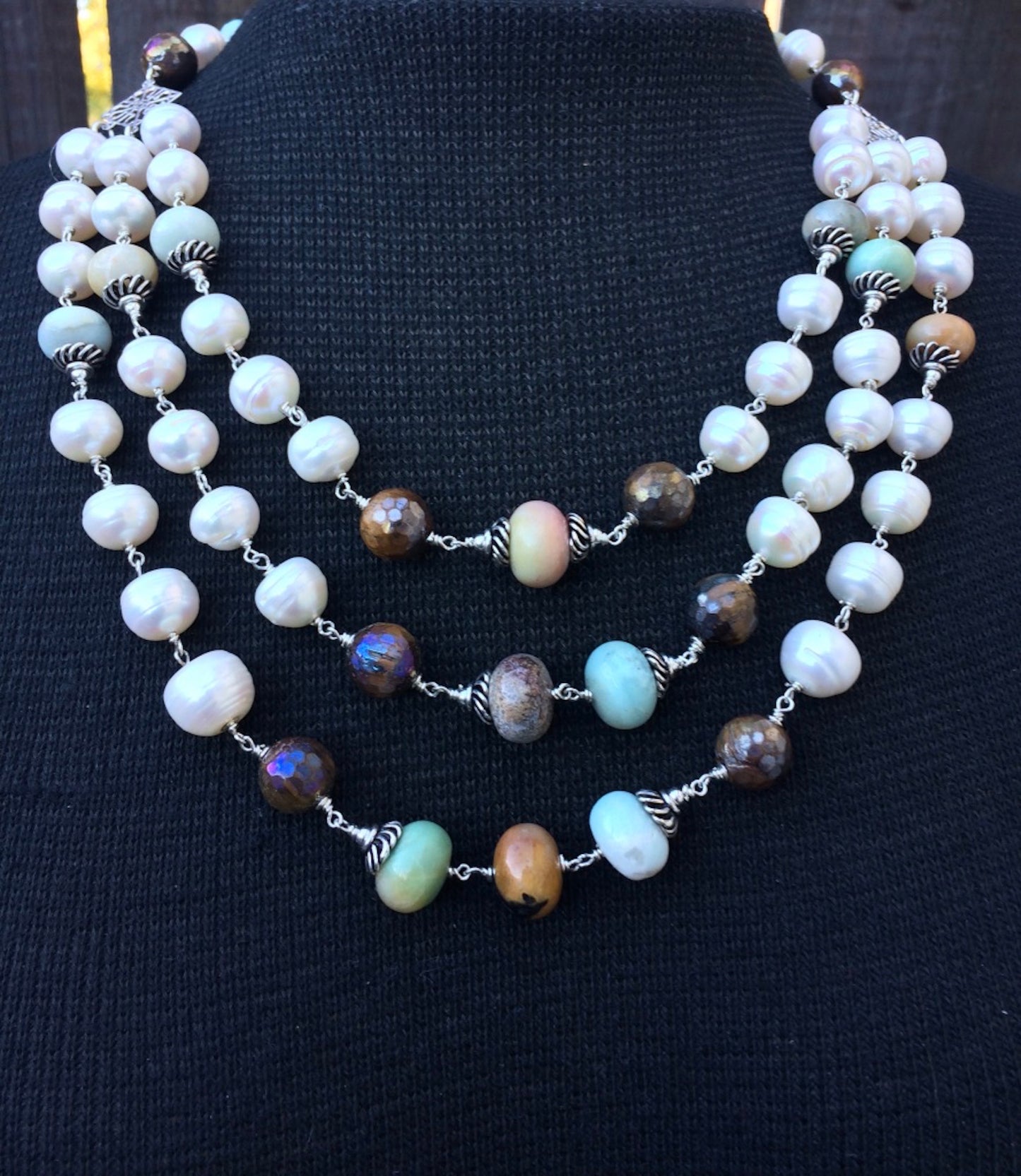 Graduated Ammonite & Pearl Necklace