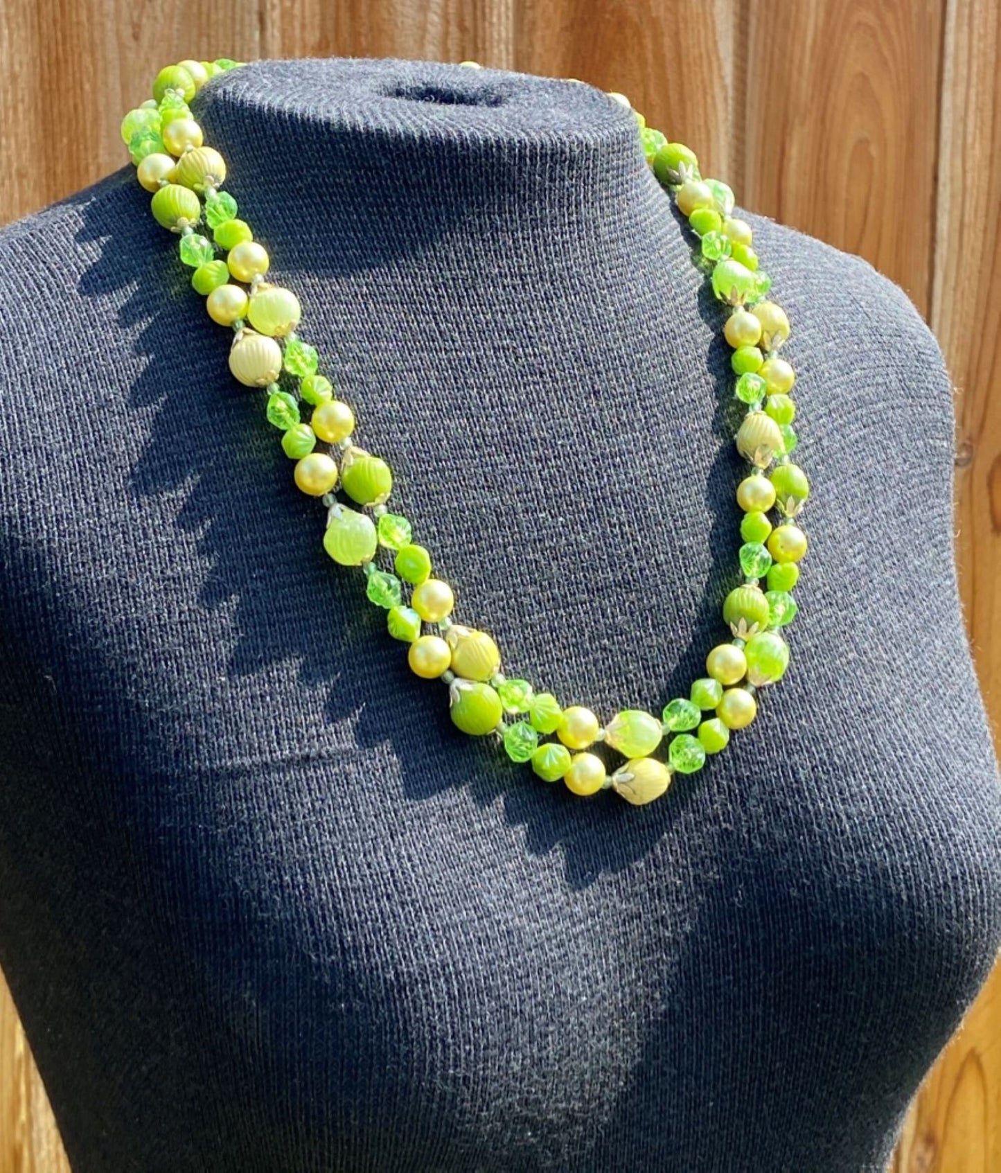 Vintage Lime Green Two-Strand Necklace