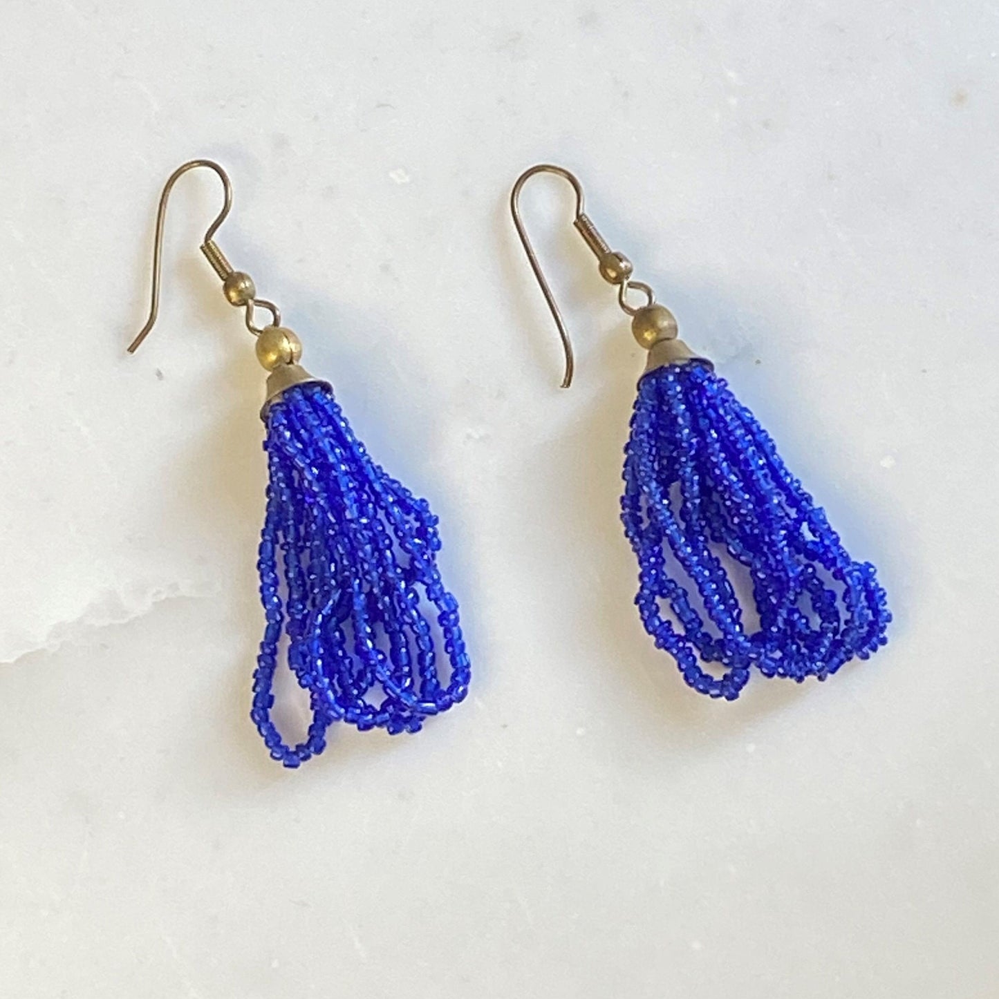 Blue Loop Fringe Earrings