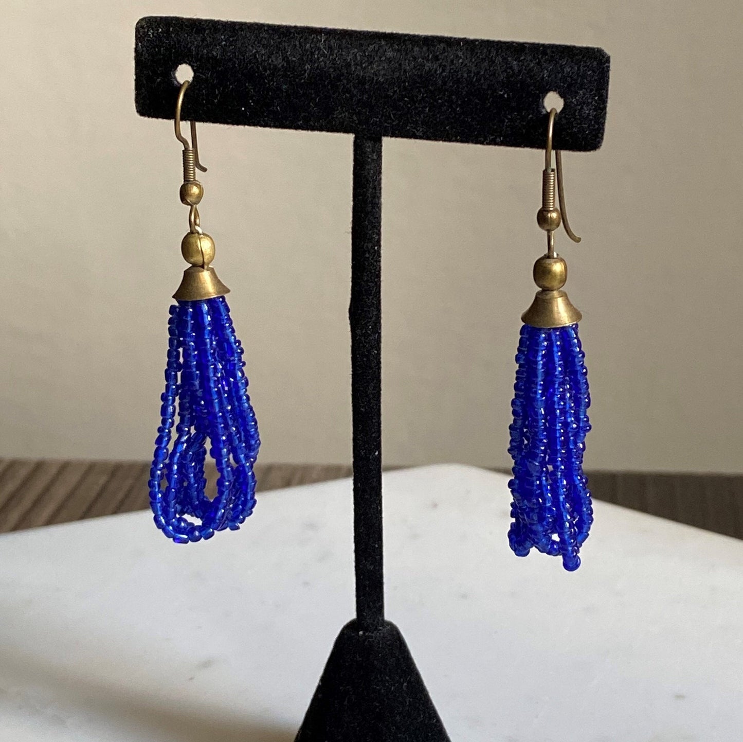 Blue Loop Fringe Earrings