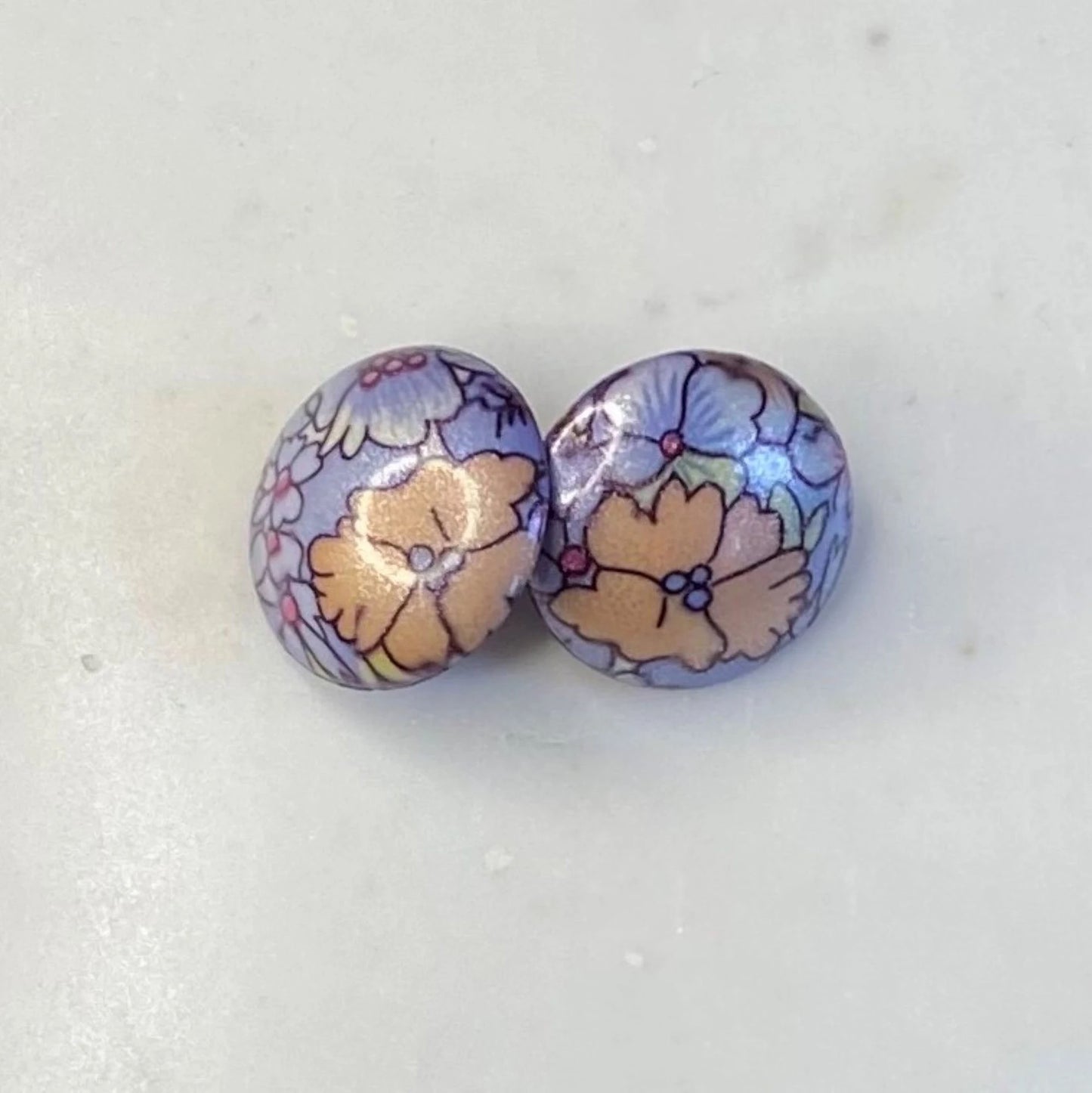 Vintage Floral Button Earrings