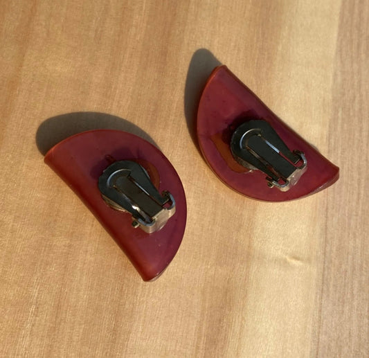 1950's Half Moon Lucite & Rhinestone Clip-on Earrings