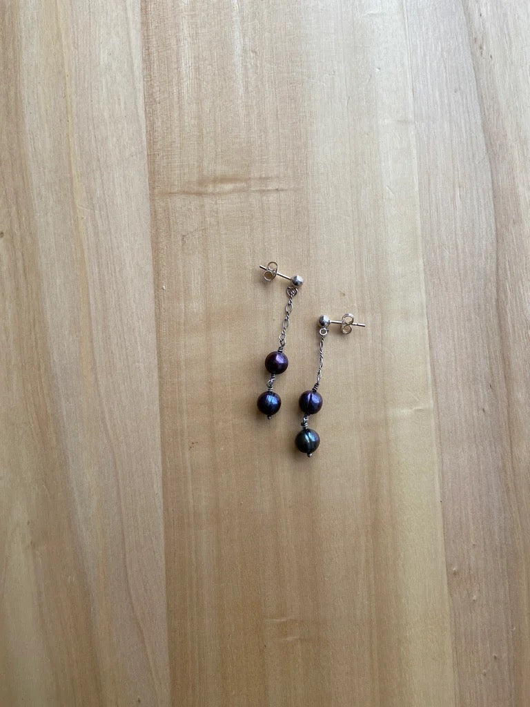 Double Pearl Dangle Earrings