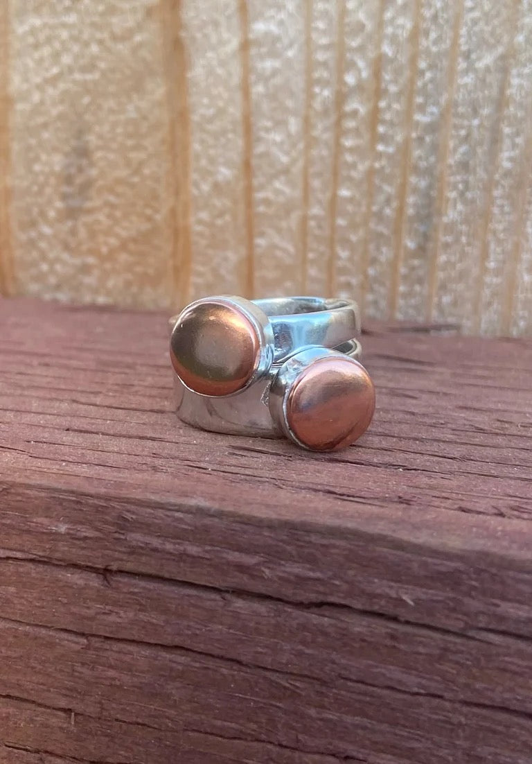 Sterling Silver & Copper Two-Piece Stack Ring
