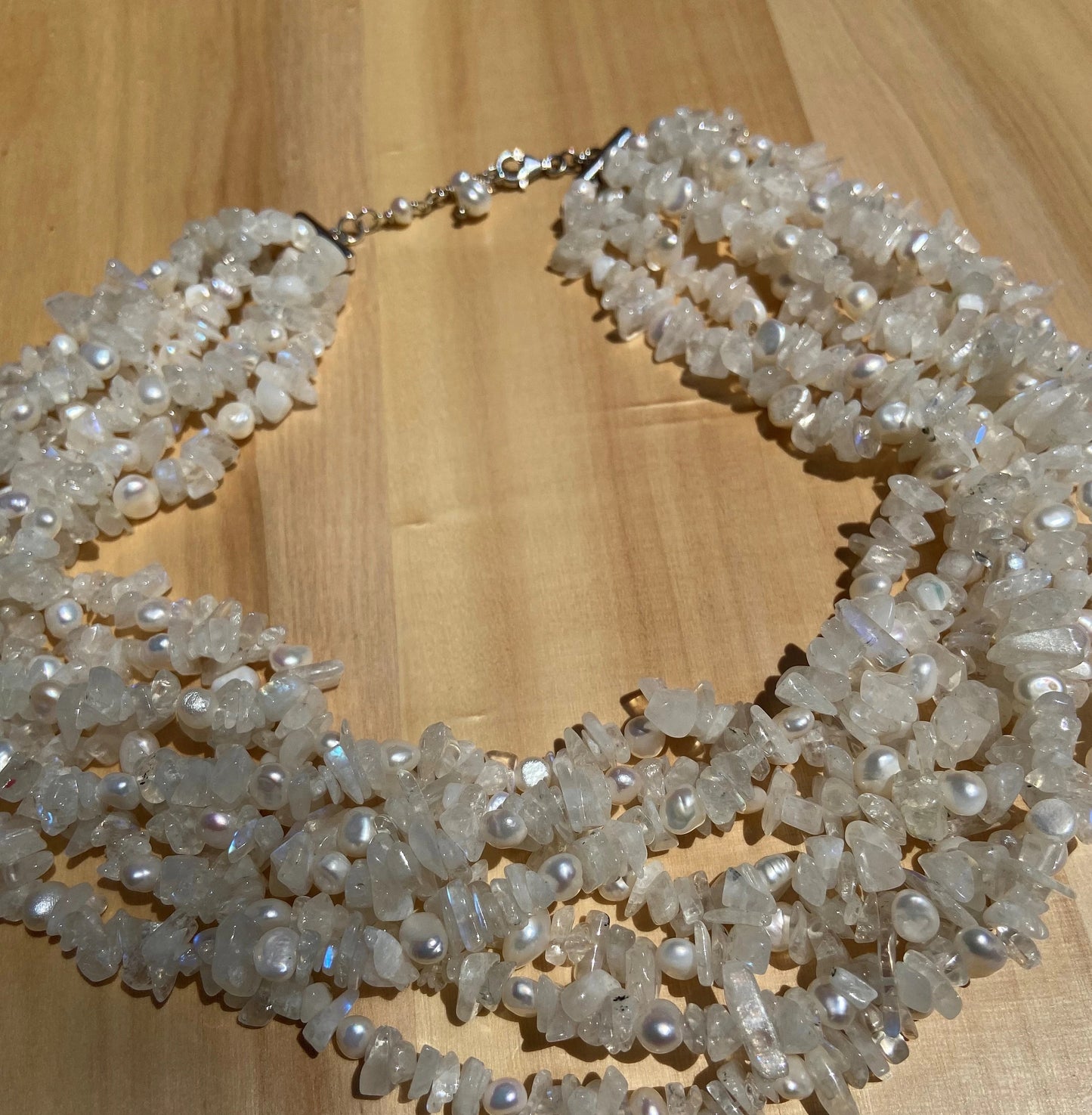 Moonstone & Pearl Chocker Necklace