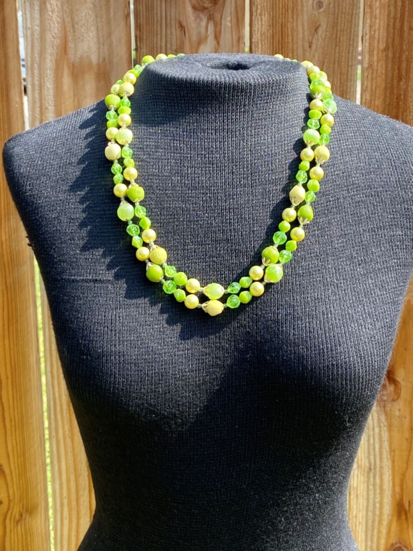 Vintage Lime Green Two-Strand Necklace