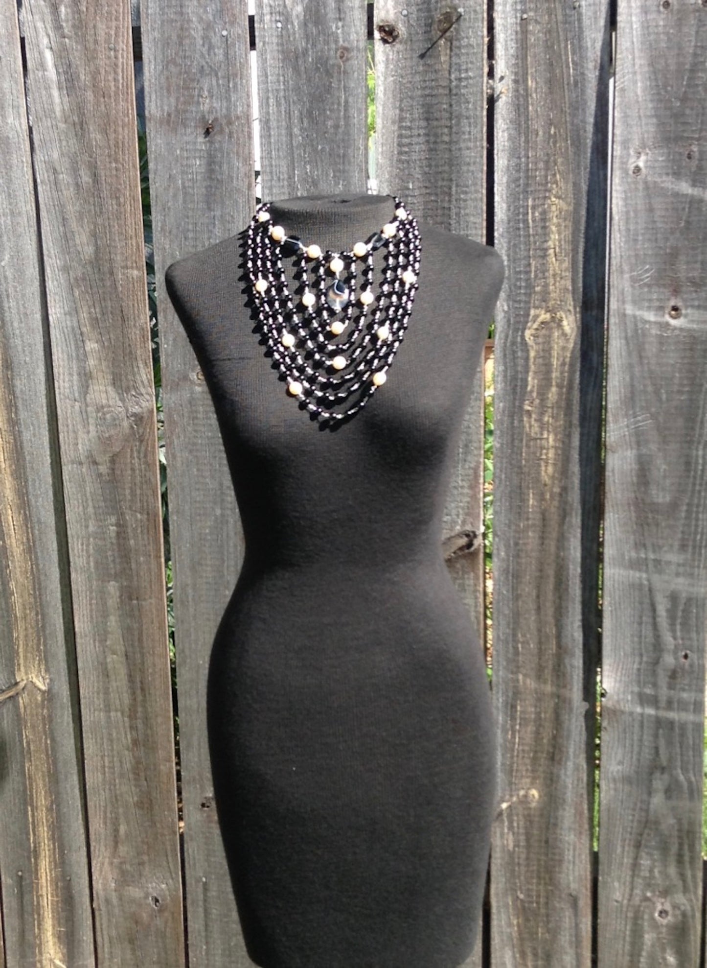 Six Strand Agate & Pearl Bib Necklace