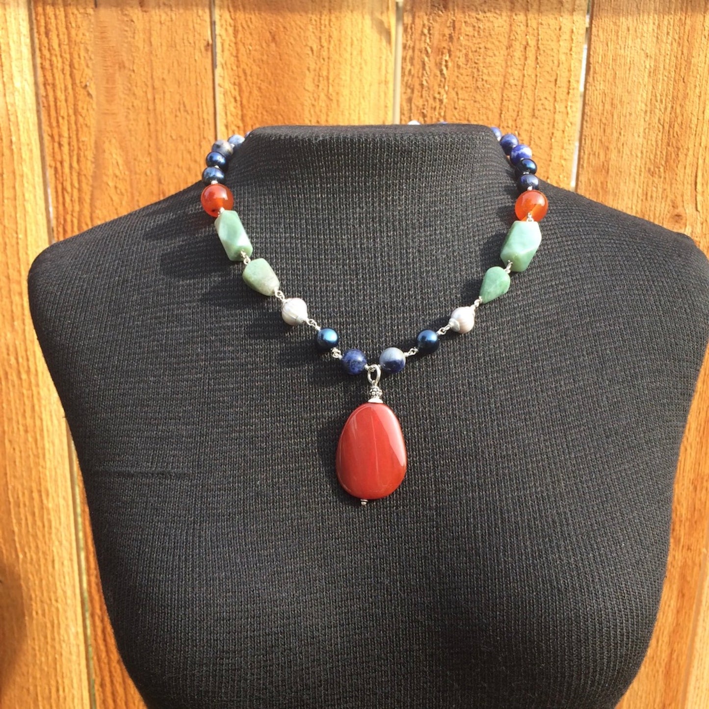 Agate Pendant & Multi Gemstone Necklace
