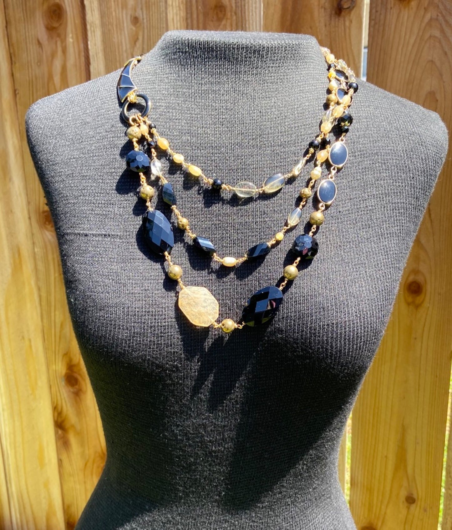 Black & Gold Crystal Necklace