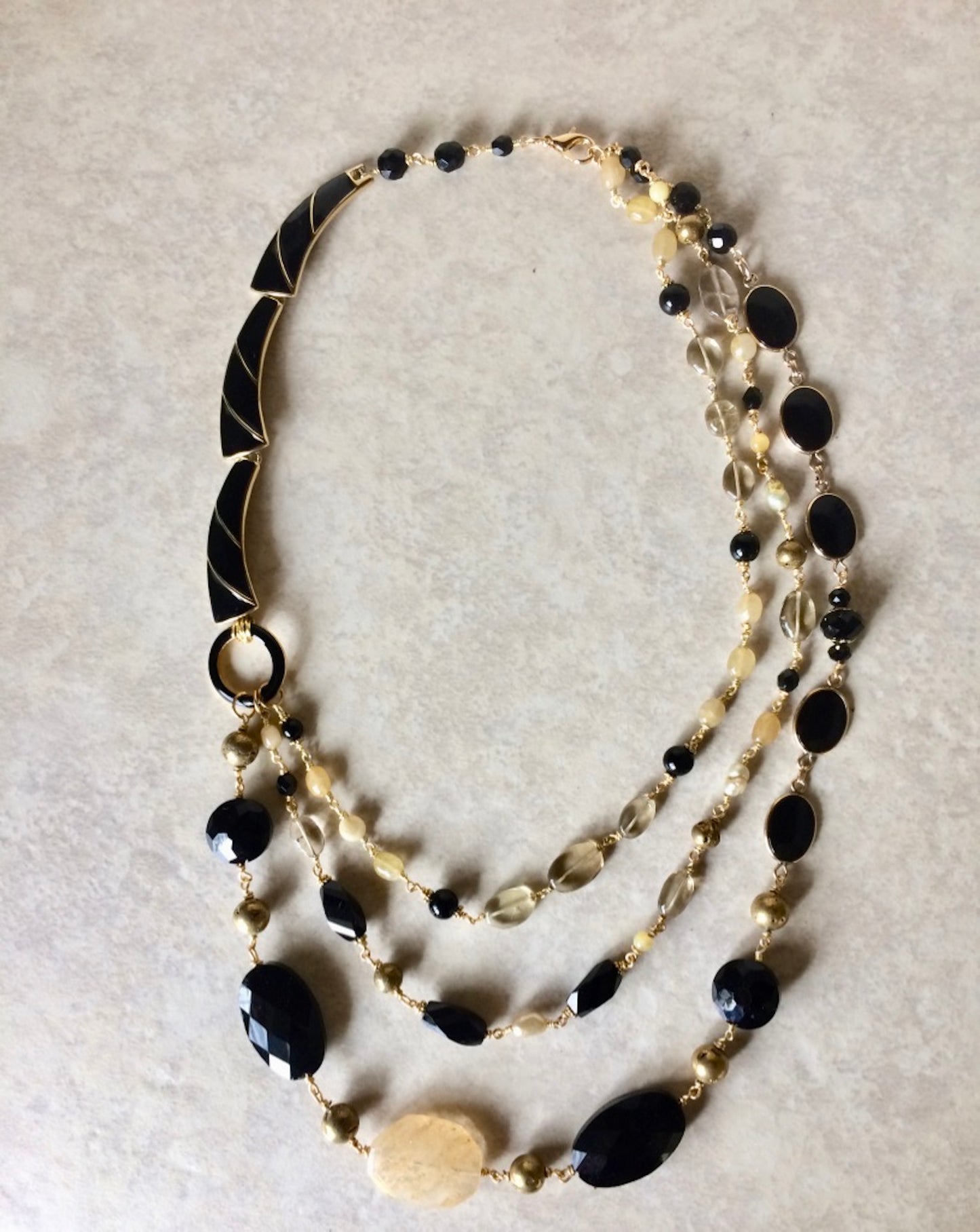 Black & Gold Crystal Necklace
