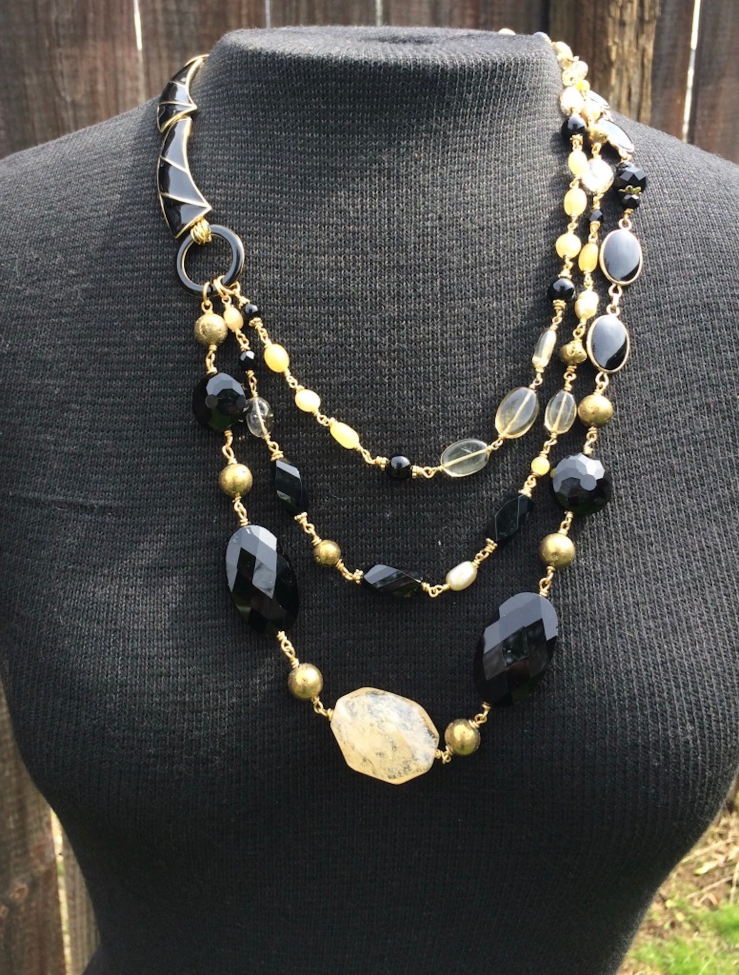 Black & Gold Crystal Necklace