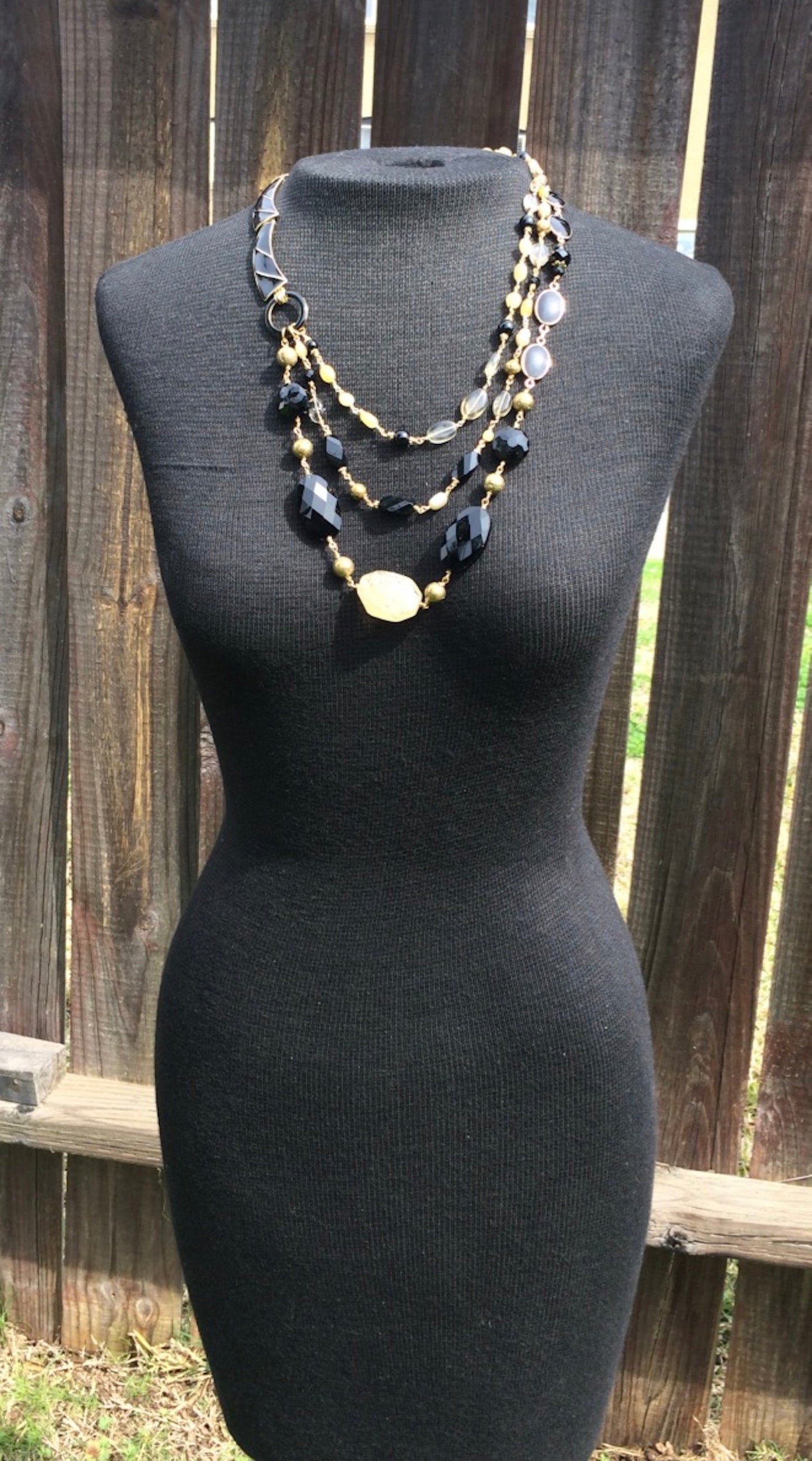 Black & Gold Crystal Necklace