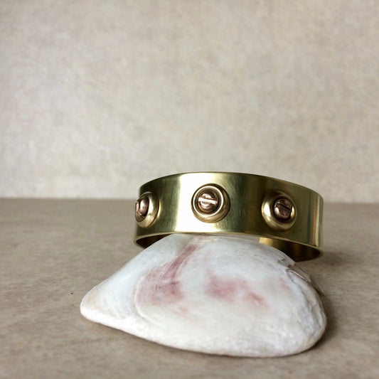 Bronze Screw on Brass Cuff Bracelet