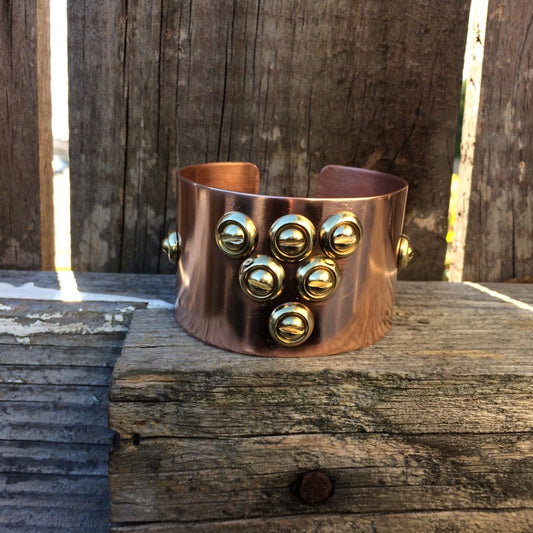 Copper & Brass Screw Triangle Cuff Bracelet