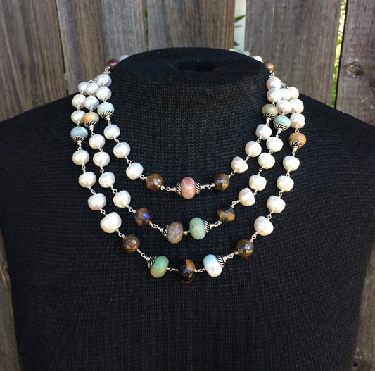 Graduated Ammonite & Pearl Necklace
