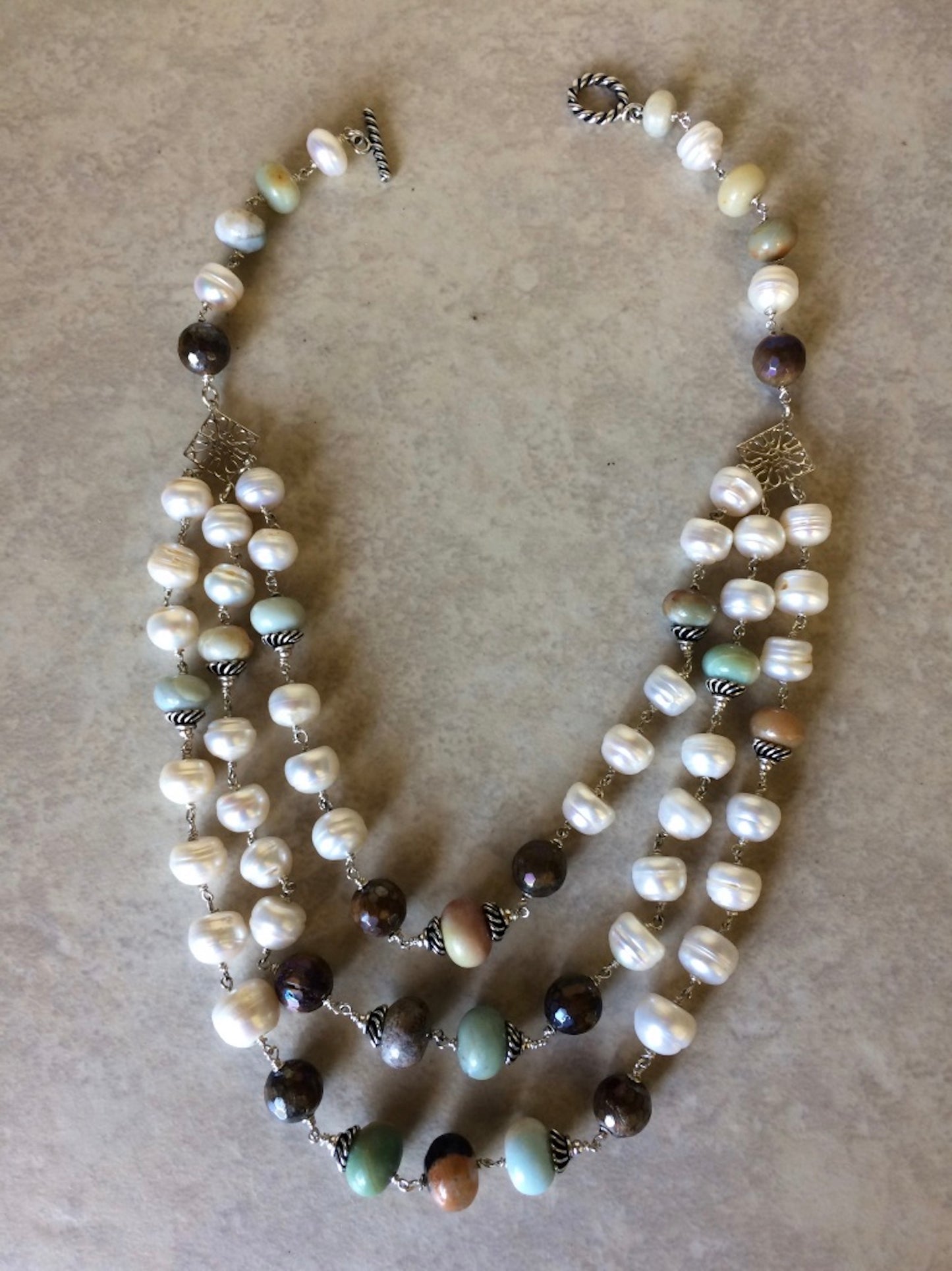 Graduated Ammonite & Pearl Necklace