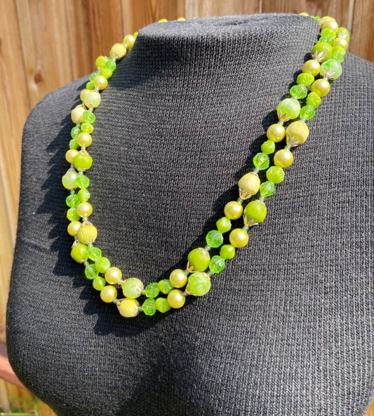 Vintage Lime Green Two-Strand Necklace