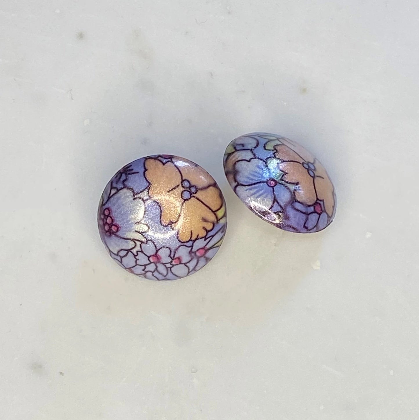Vintage Floral Button Earrings