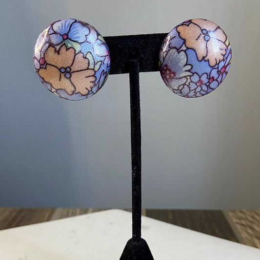 Vintage Floral Button Earrings