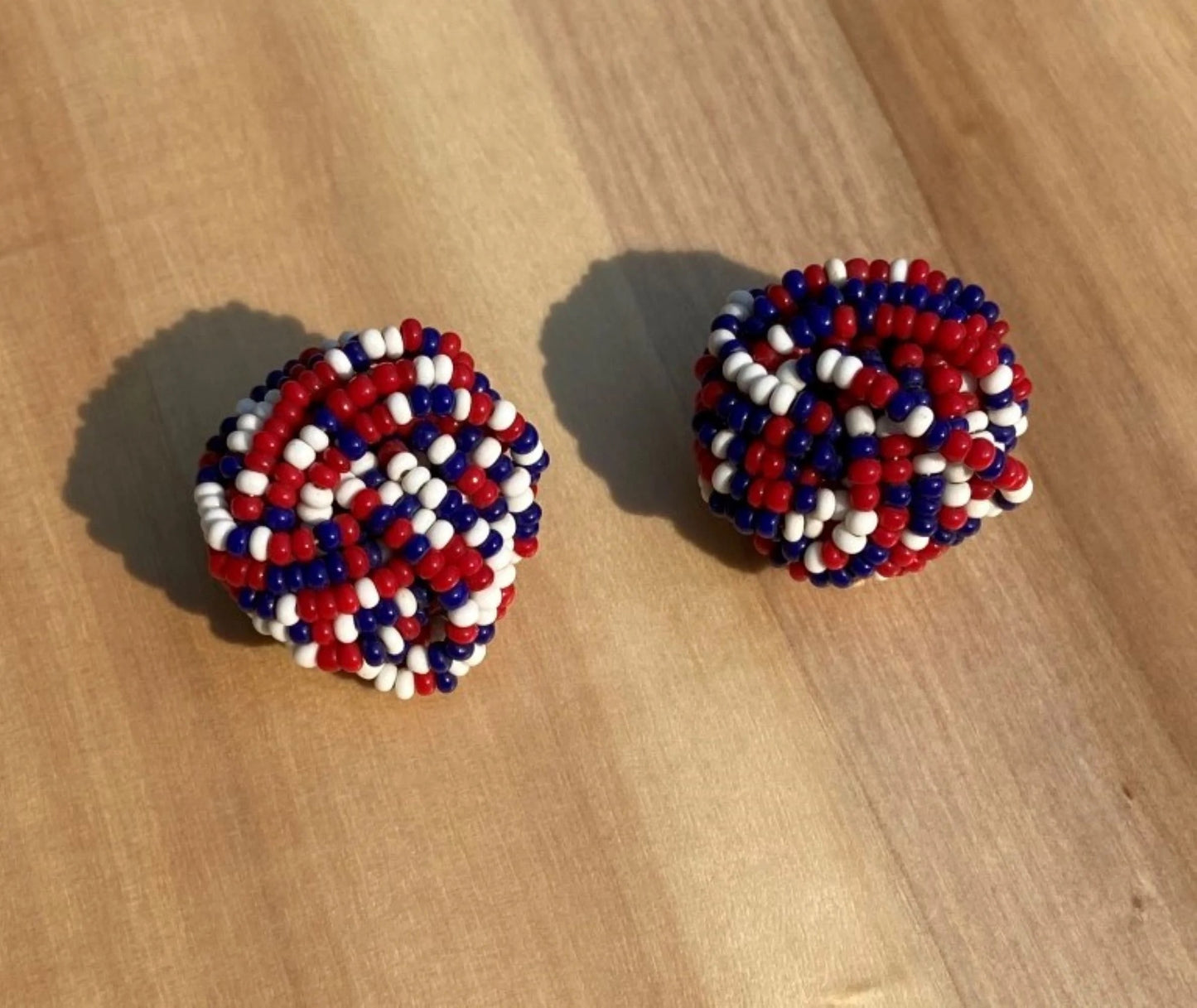1950's Red, White & Blue Button Clip-On Earrings