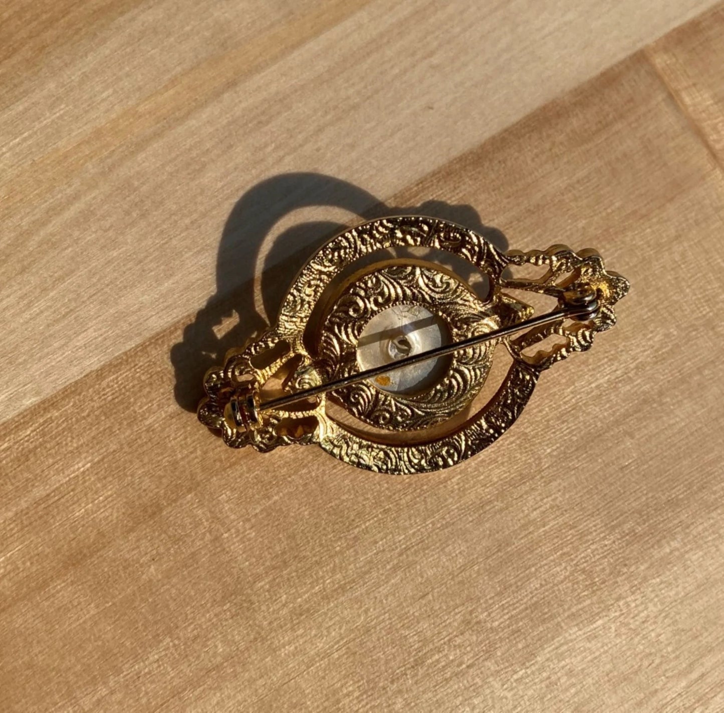 Vintage Black and Beige Brooch