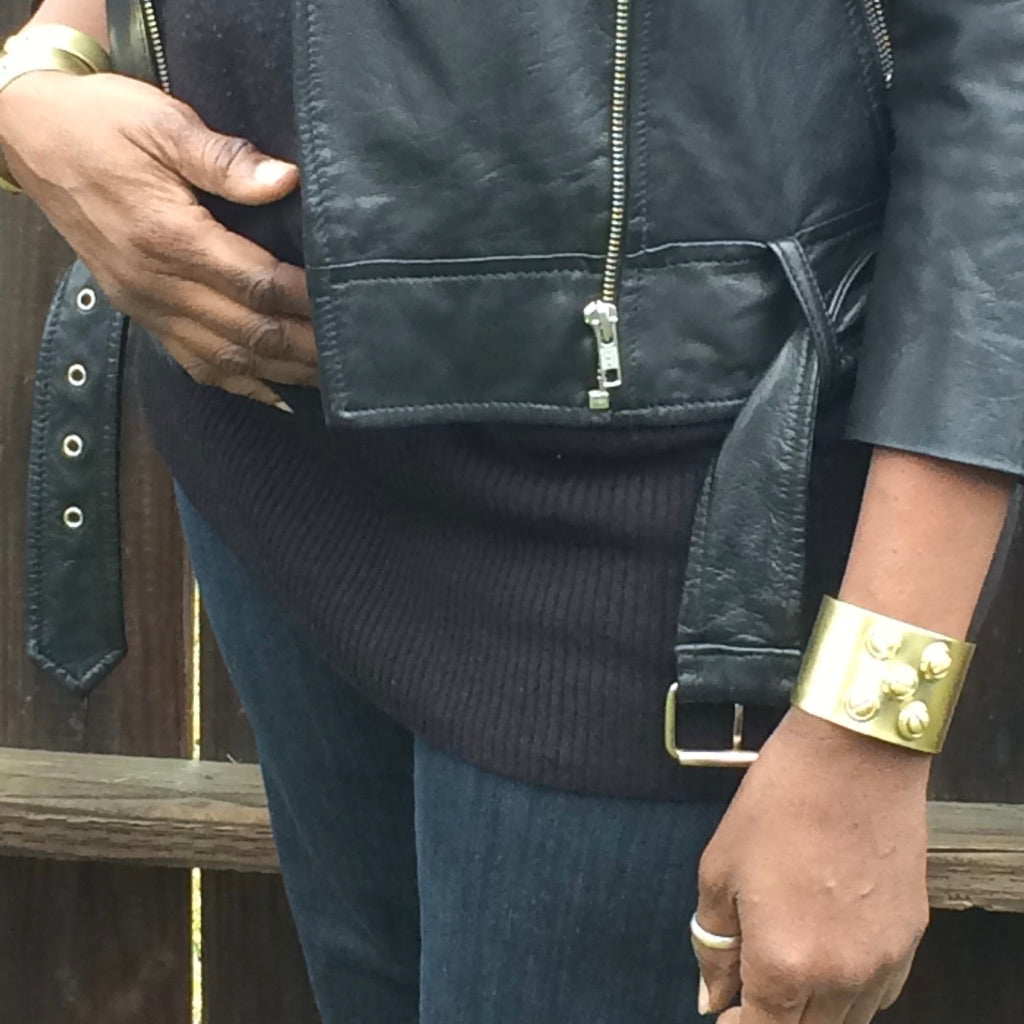 Five Screw Brass Cuff Bracelet