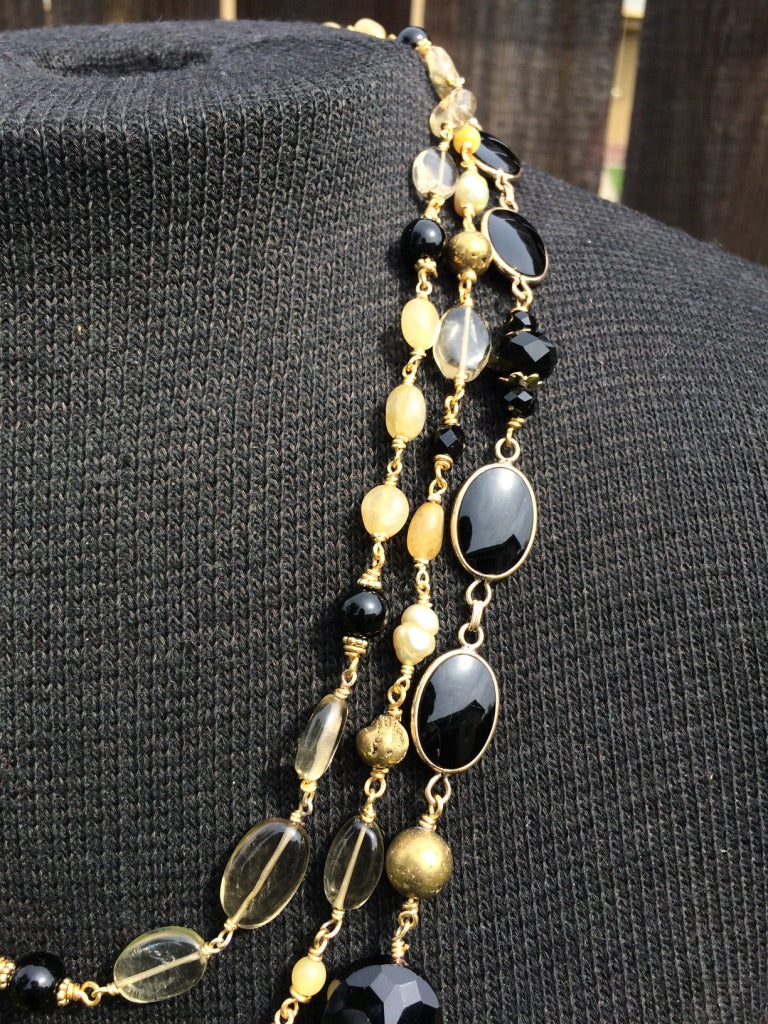 Black & Gold Crystal Necklace