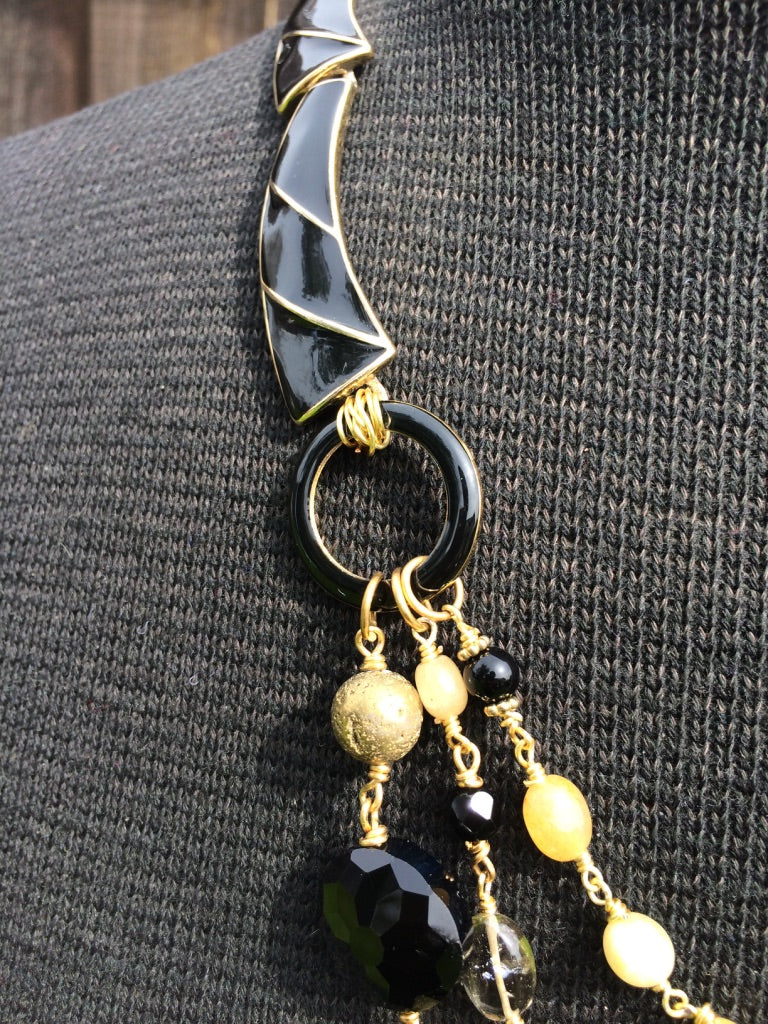 Black & Gold Crystal Necklace